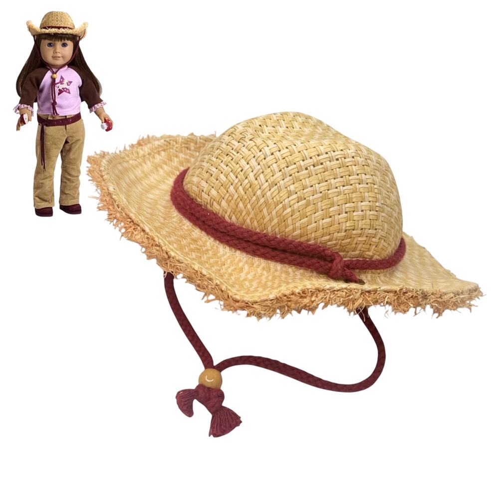 American Girl Western Hat Horse Lover Outfit Accessory Straw Cowboy Pink Band - Picture 2 of 6